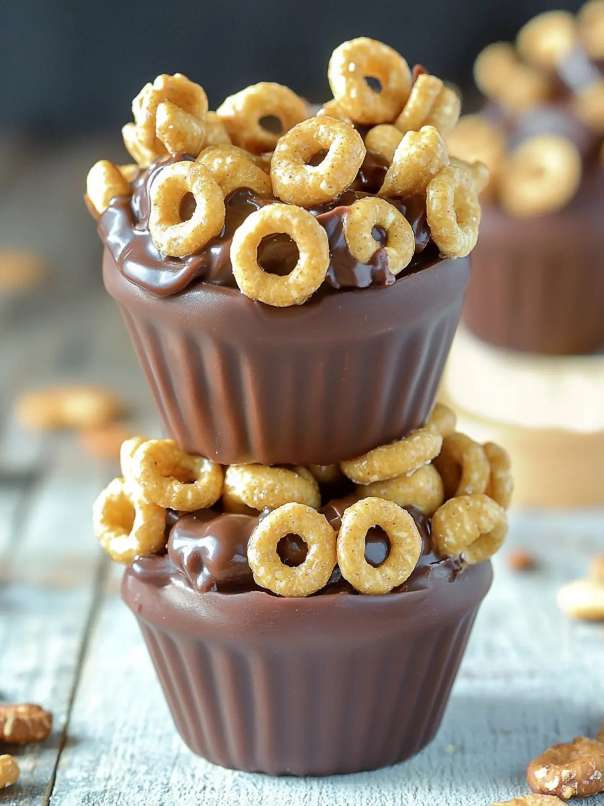 Delicious No-Bake Chocolate Peanut Butter Cheerios Cups 2 Chocolate Peanut Butter Cheerios Cups