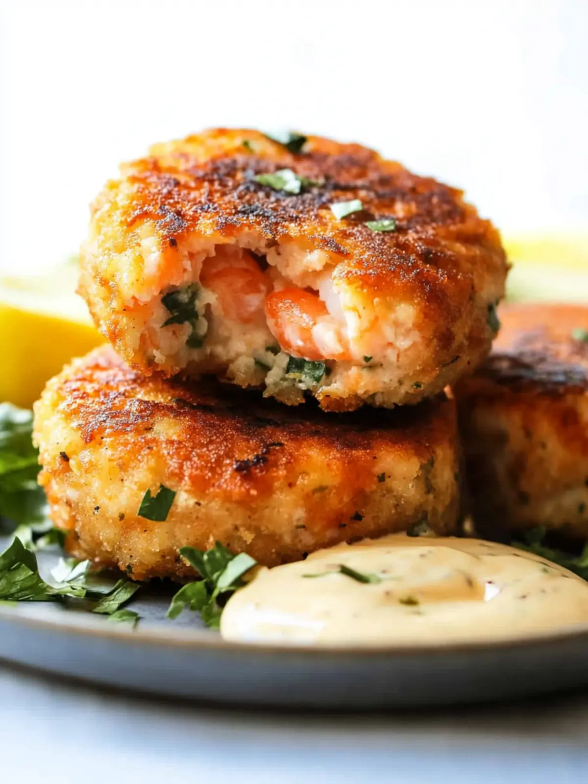 Crispy Shrimp and Salmon Cakes with Zesty Spicy Aioli 2 Shrimp and Salmon Cakes with Spicy Aioli