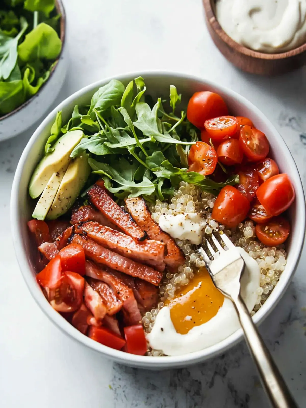 Savory BLT Quinoa Bowls with Creamy Yogurt Dressing 5 BLT Quinoa Bowls