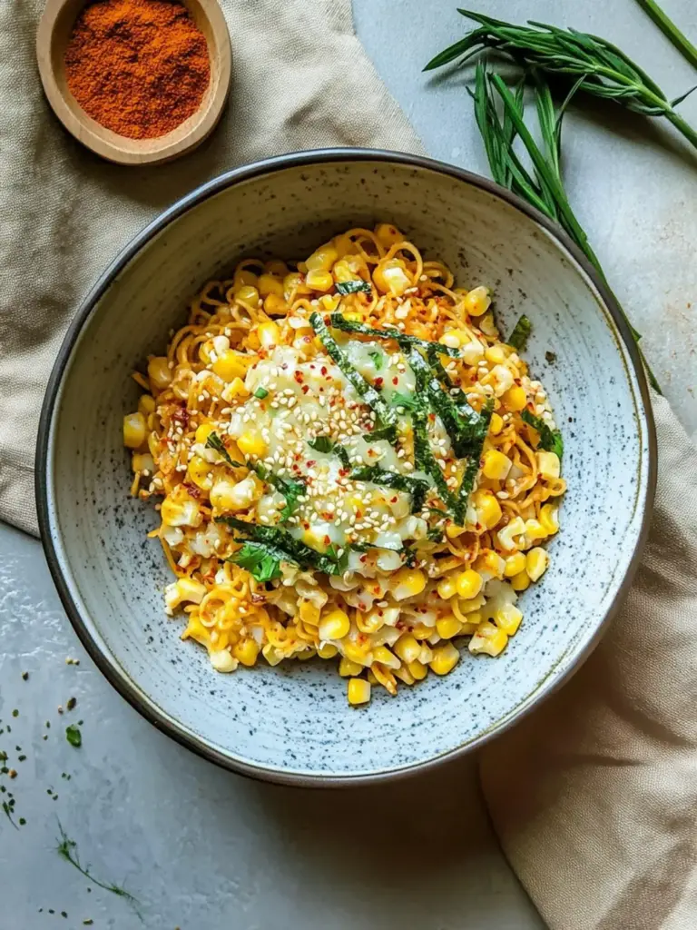 Spicy Noodles With Korean Corn Cheese