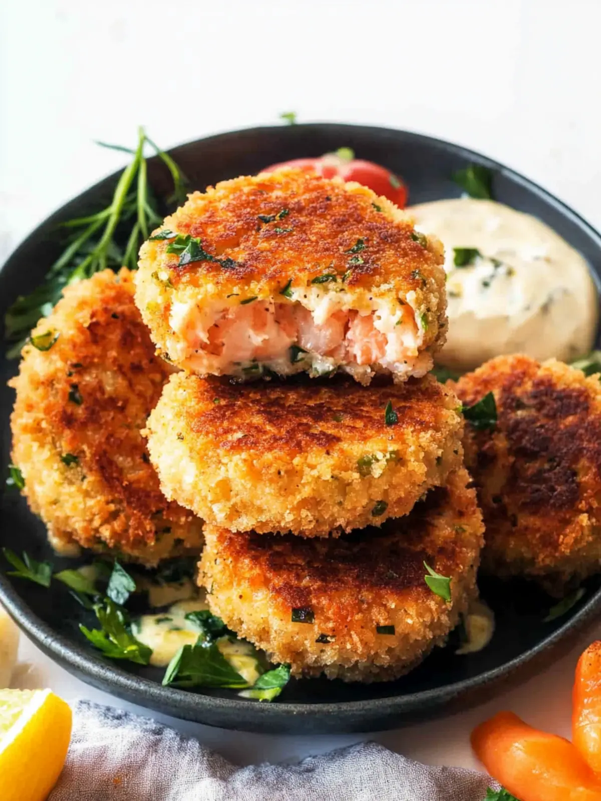 Crispy Shrimp and Salmon Cakes with Zesty Spicy Aioli 4 Shrimp and Salmon Cakes with Spicy Aioli