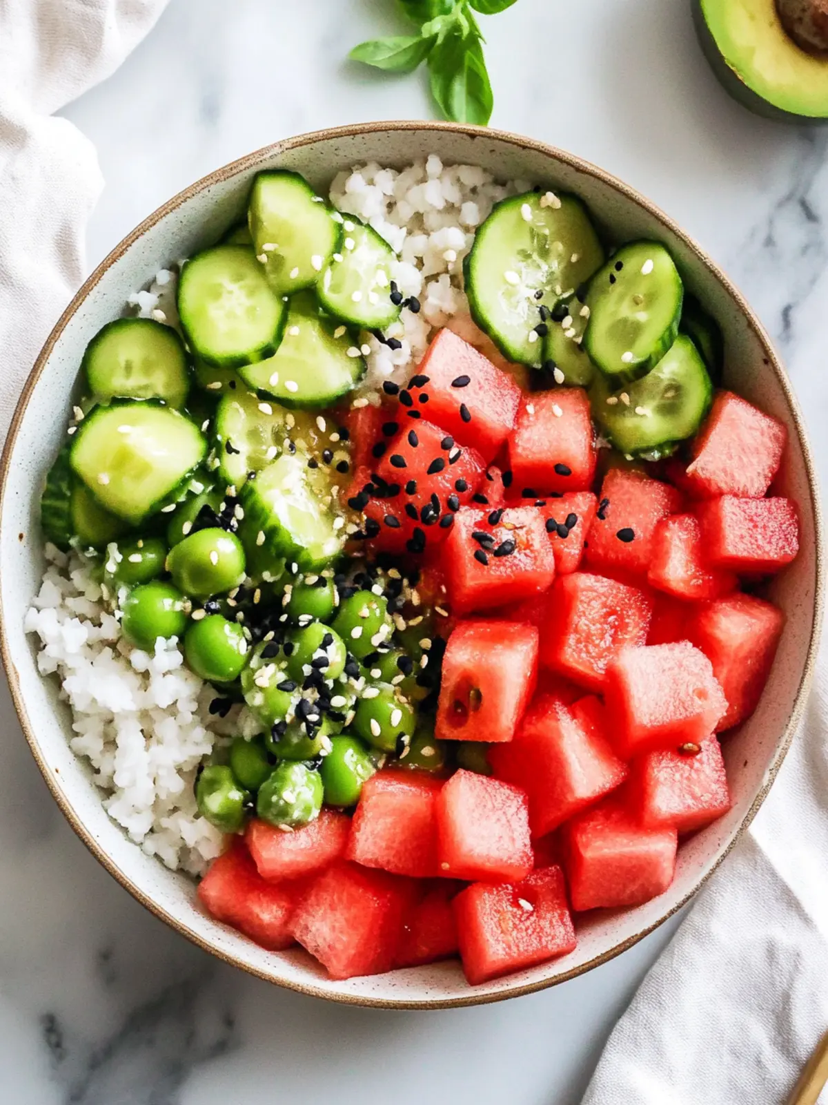 Vegan Watermelon Poke Bowls That Will Refresh Your Summer Days 4 Vegan Watermelon Poke Bowls