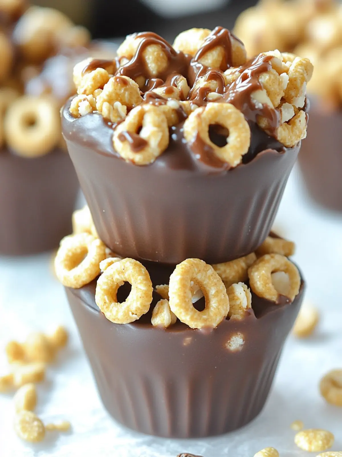 Delicious No-Bake Chocolate Peanut Butter Cheerios Cups 4 Chocolate Peanut Butter Cheerios Cups