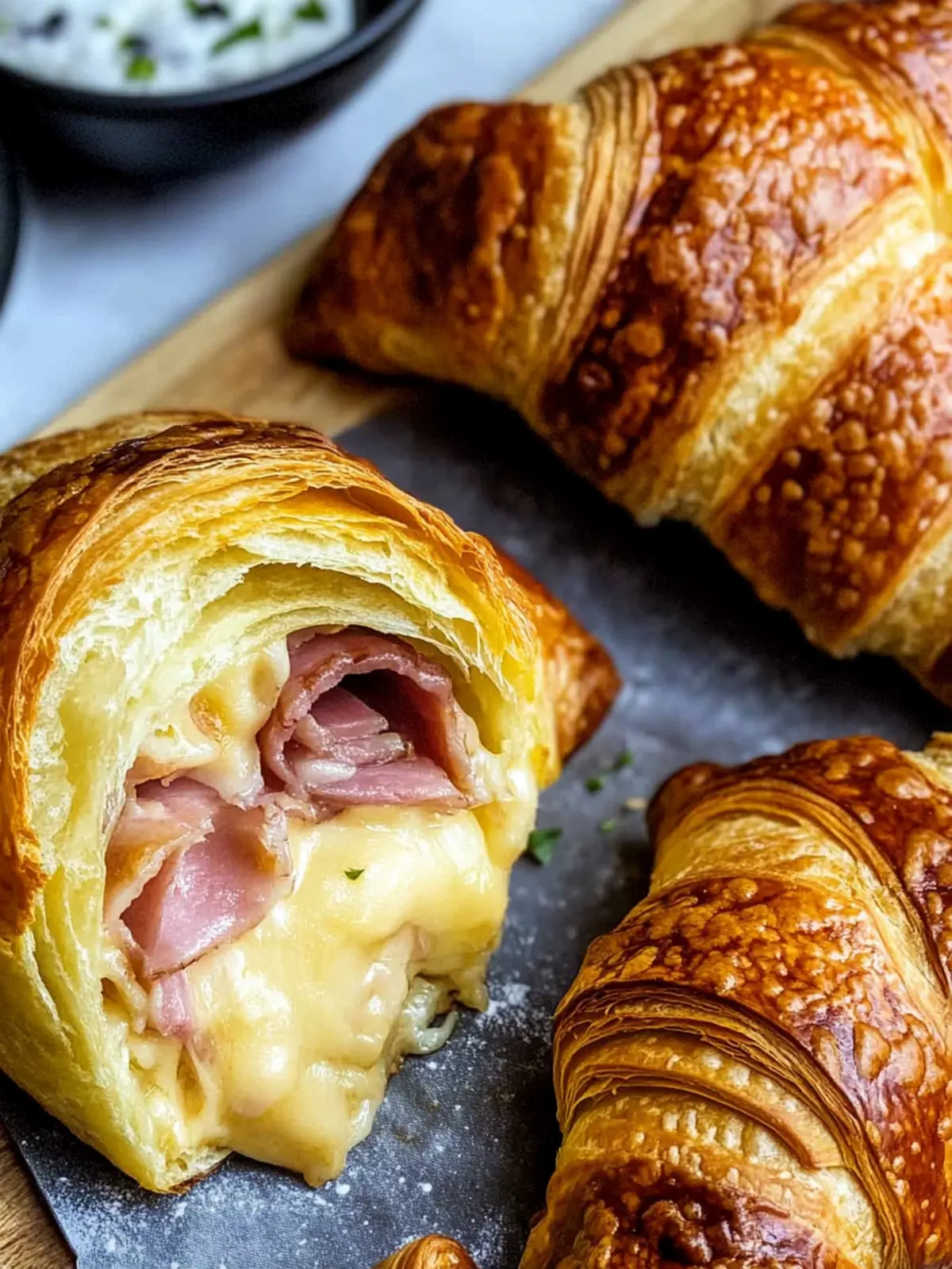 Sourdough Ham & Cheese Croissants: Easy Overnight Delight 2 Sourdough Ham & Cheese Croissants (Overnight Recipe)
