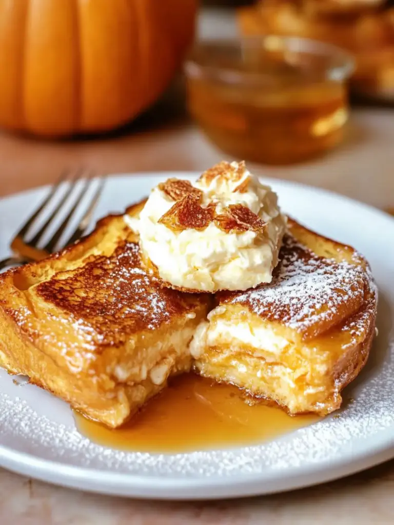 Cream Cheese Stuffed Pumpkin French Toast