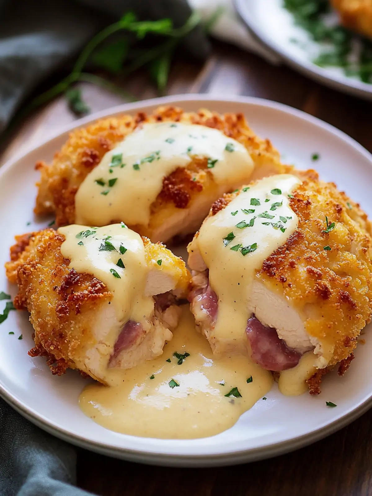 Crispy Chicken Cordon Bleu with Creamy Honey Mustard Sauce 5 Chicken Cordon Bleu