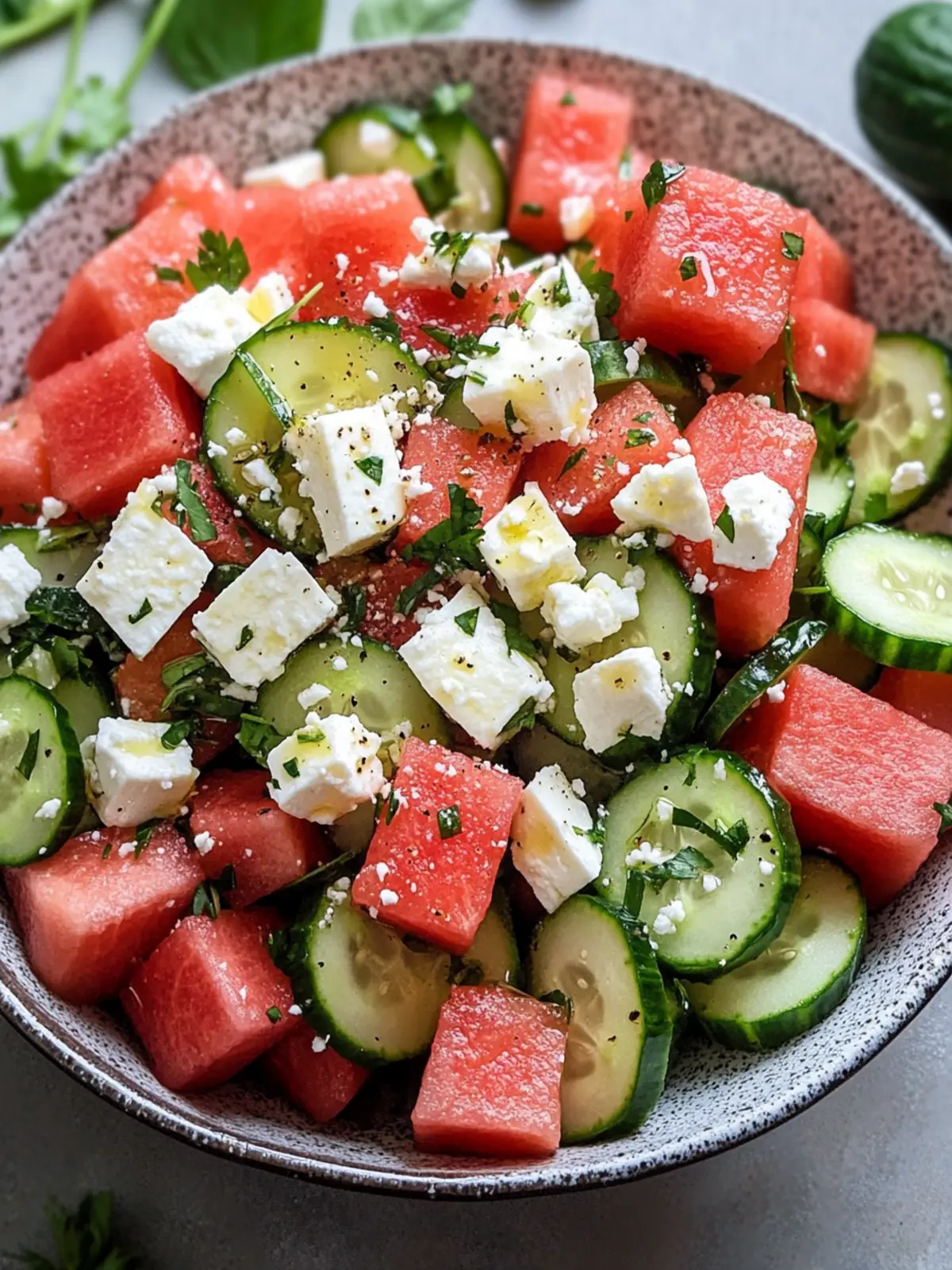 SIMPLE Watermelon + Cucumber + Feta Salad for Summer Refreshment 4 SIMPLE Watermelon + Cucumber + Feta Salad