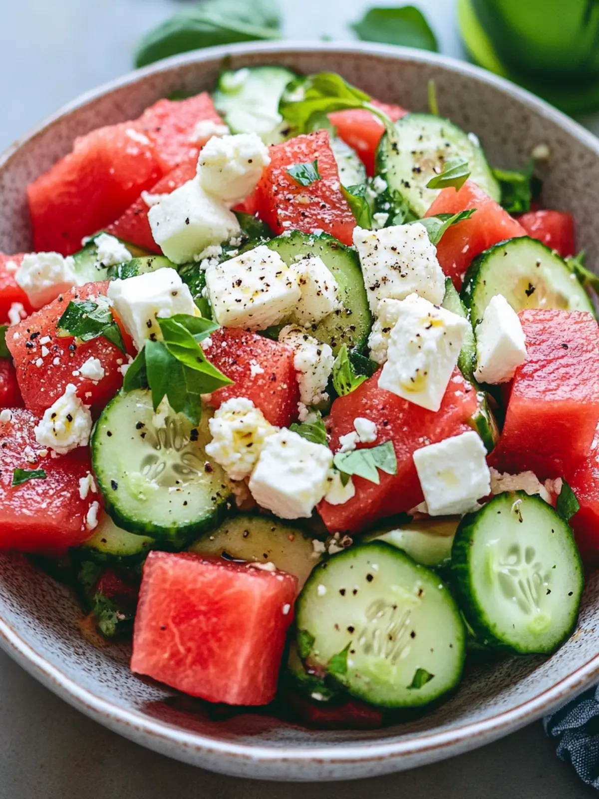 SIMPLE Watermelon + Cucumber + Feta Salad for Summer Refreshment 5 SIMPLE Watermelon + Cucumber + Feta Salad