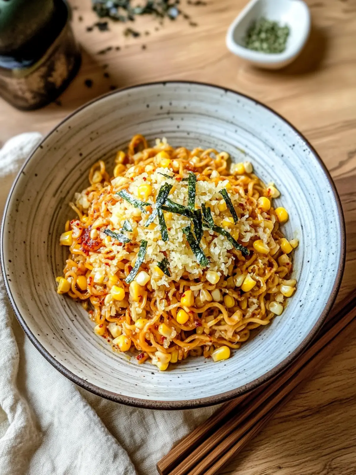 Spicy Noodles With Korean Corn Cheese: Quick Comfort Food Delight 2 Spicy Noodles With Korean Corn Cheese