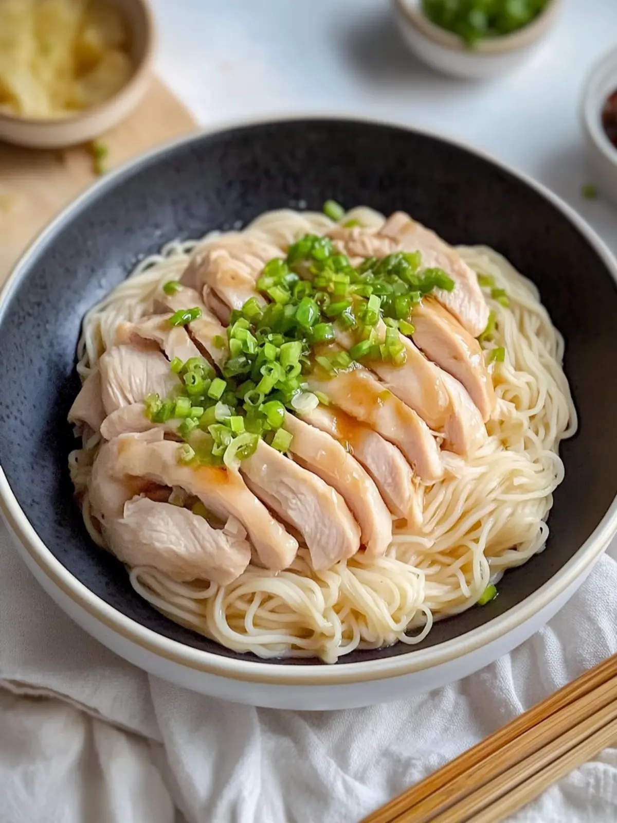 Hainanese Chicken Noodles: Comforting Ginger-Scallion Bliss 5 Hainanese Chicken Noodles (Ginger-Scallion Steamed Chicken Noodles)