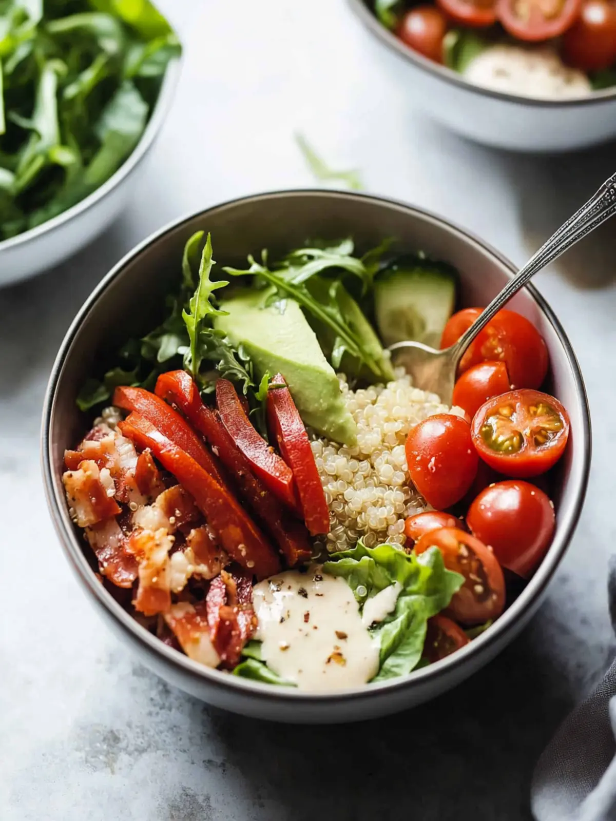 Savory BLT Quinoa Bowls with Creamy Yogurt Dressing 3 BLT Quinoa Bowls