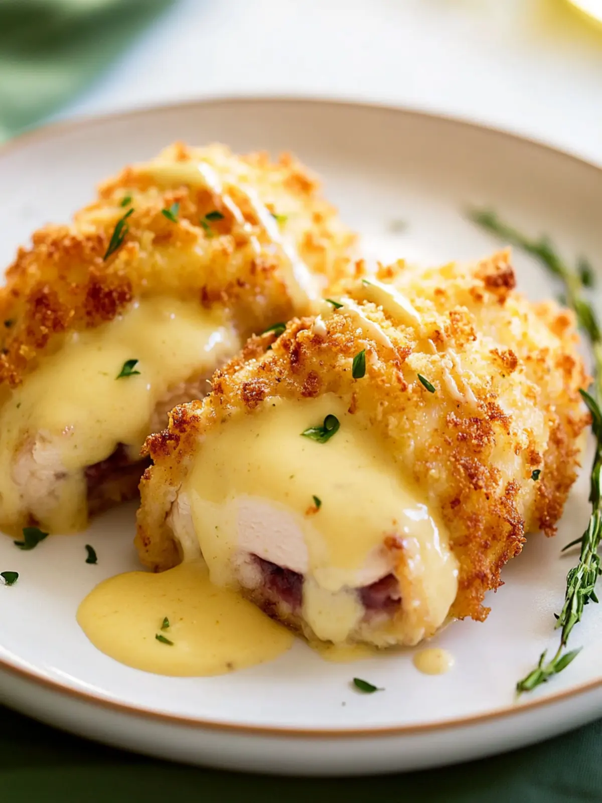 Crispy Chicken Cordon Bleu with Creamy Honey Mustard Sauce 3 Chicken Cordon Bleu